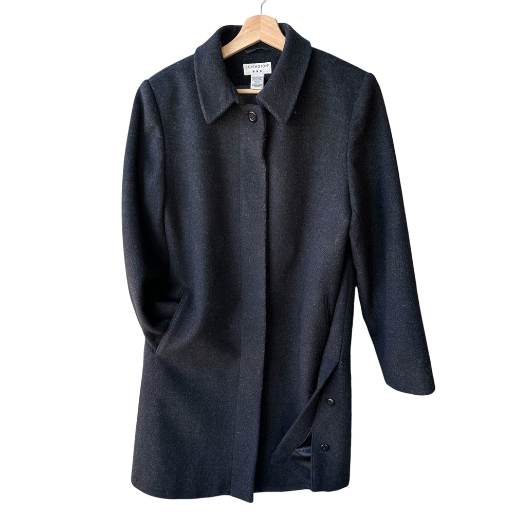 Covington Peacoat Jacket Wool Charcoal Gray Button Side4 Hem Business Preppy 12